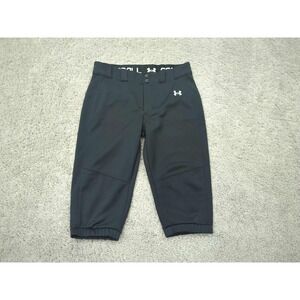 Under Armour Softball Pants Youth Large Black Elastic Waist Boys Girls Polyester